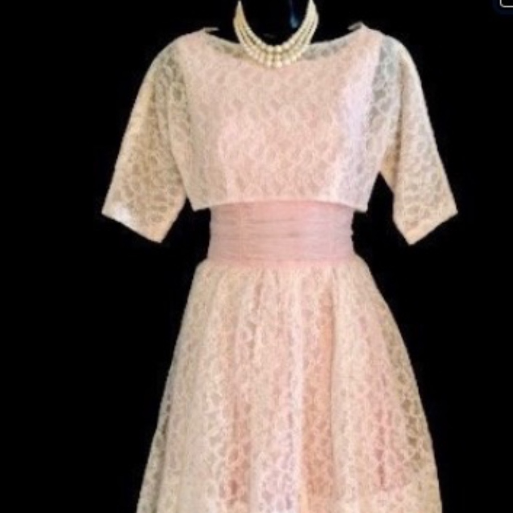 50's Pink Chiffon Cup Cake Dress with Jacket  VS76